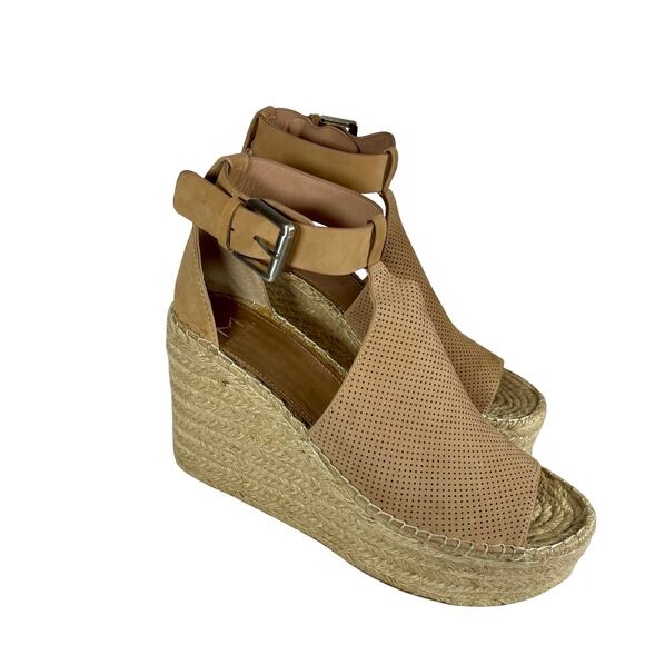 Marc Fisher LTD Annie Espadrille Perforated Leather Platform Wedges - Size 10 - Picture 9 of 10